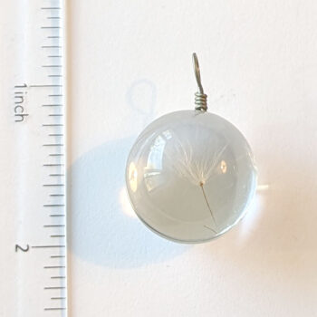 Round Real Dried Dandelion Flowers Glass Pendant Silver - Image 3