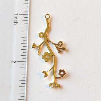 Branch Leaf Flowers Pendant / Connector Gold - Image 2