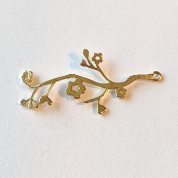 Branch Leaf Flowers Pendant / Connector Gold