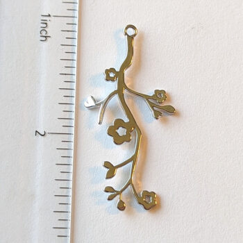 Branch Leaf Flowers Pendant / Connector Silver - Image 2