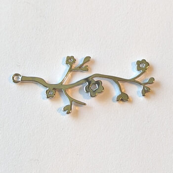 Branch Leaf Flowers Pendant / Connector Silver