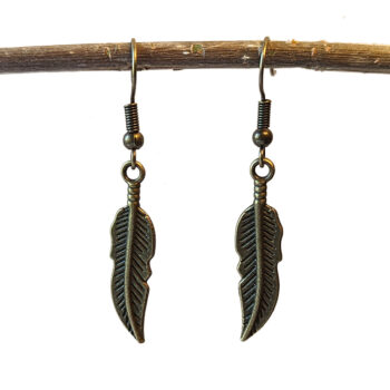 Antique Bronze Feather Earrings