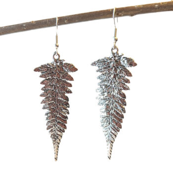 Antique Silver Long Leaf Earrings