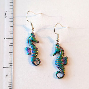 Rainbow Stainless Steel Double Sided Seahorse Earrings - Image 2