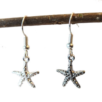 Antique Silver Textured Starfish Earrings