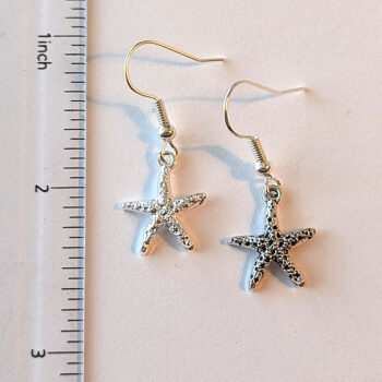 Antique Silver Textured Starfish Earrings - Image 2