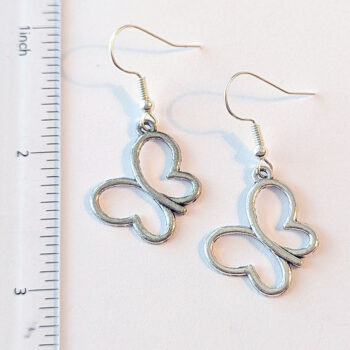 Antique Silver Hollow Butterfly Earrings - Image 2