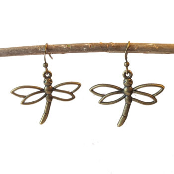 Antique Bronze Hollow Cutout Dragonfly Earrings