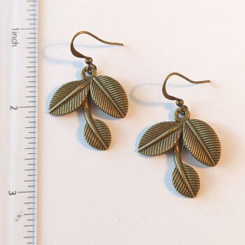 Branch Leaf Leaves Earrings Antique Bronze - Image 2