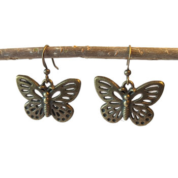 Antique Bronze Hollow Butterfly Vintage Style Earrings