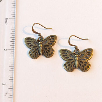 Antique Bronze Hollow Butterfly Vintage Style Earrings - Image 2