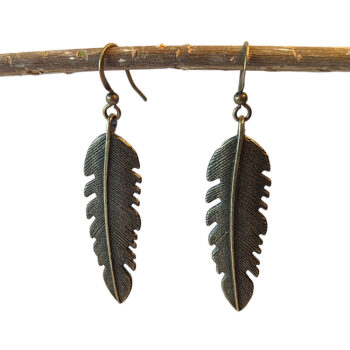 Long Leaf Leaves Earrings Antique Bronze