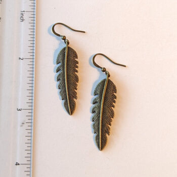 Long Leaf Leaves Earrings Antique Bronze - Image 2