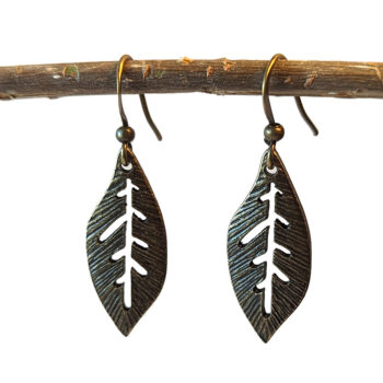 Hollow Veins Leaf Antique Bronze Earrings