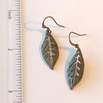 Hollow Veins Leaf Antique Bronze Earrings - Image 2