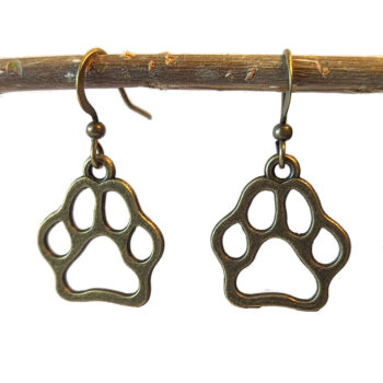 Hollow Dog Puppy Paw Prints Antique Bronze Earrings