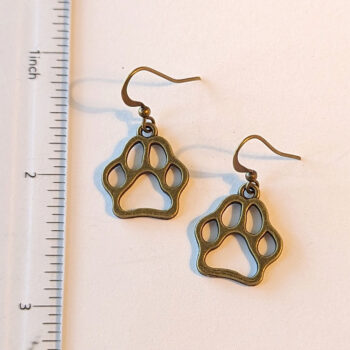 Hollow Dog Puppy Paw Prints Antique Bronze Earrings - Image 2