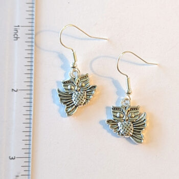 Antique Silver Cute Owl Earrings - Image 2