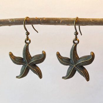 Antique Bronze Curved Starfish Vintage Style Earrings