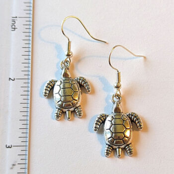 Antique Silver Sea Turtle Earrings - Image 2