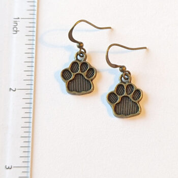 Dog Puppy Paw Prints Antique Bronze Earrings - Image 2