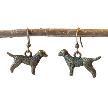 Fluffy Dog Antique Bronze Earrings