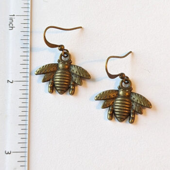 Antique Bronze Bee Earrings - Image 2