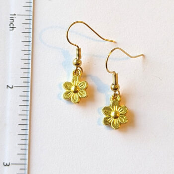 Gold Dainty Flower Earrings - Image 2