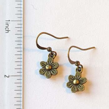 Antique Bronze Dainty Flower Earrings - Image 2