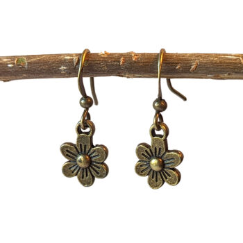 Antique Bronze Dainty Flower Earrings