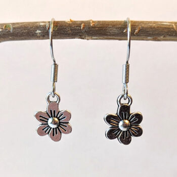 Antique Silver Dainty Flower Earrings