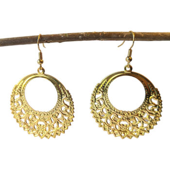 Large Lightweight Gold Filigree Hoop Earrings