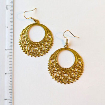 Large Lightweight Gold Filigree Hoop Earrings - Image 2