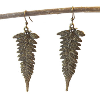 Antique Bronze Long Leaf Earrings