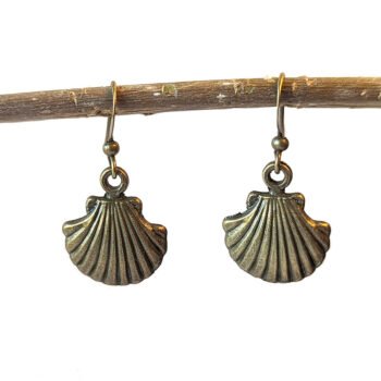 Antique Bronze Scallop Shell Earrings