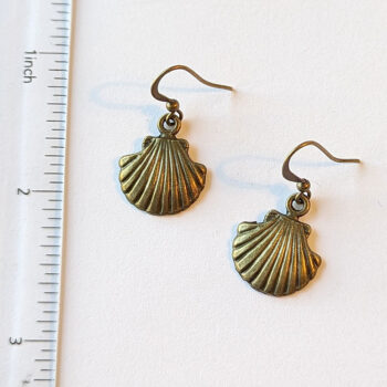 Antique Bronze Scallop Shell Earrings - Image 2