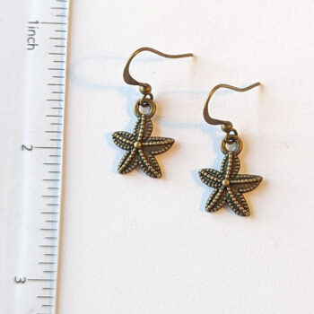 Antique Bronze Small Starfish Vintage Style Earrings - Image 2