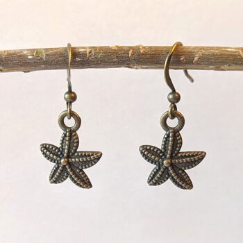 Antique Bronze Small Starfish Vintage Style Earrings