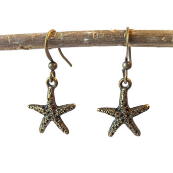 Antique Bronze Textured Starfish Earrings