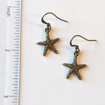 Antique Bronze Textured Starfish Earrings - Image 2