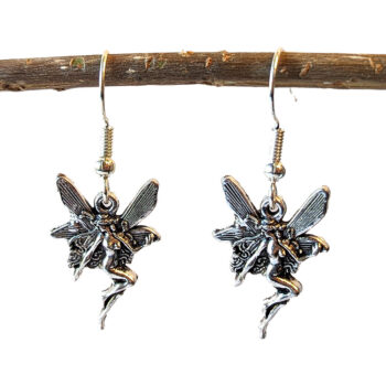 Antique Silver Angel Fairy Fairies Vintage Style Earrings