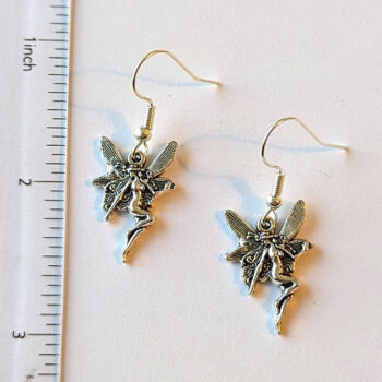 Antique Silver Angel Fairy Fairies Vintage Style Earrings - Image 2