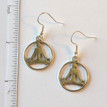 Silver Yoga Meditation Lotus Position Hoop Earrings - Image 2