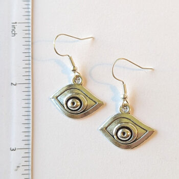 Silver Small Oval Egyptian Eye of Horus Earrings - Image 3