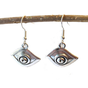 Silver Small Oval Egyptian Eye of Horus Earrings