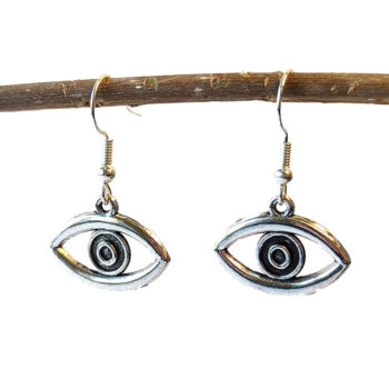 Silver Small Oval Egyptian Hollow Eye of Horus Earrings