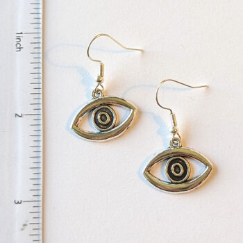 Silver Small Oval Egyptian Hollow Eye of Horus Earrings - Image 2