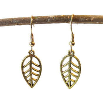 Antique Gold Small Hollow Leaf Earrings