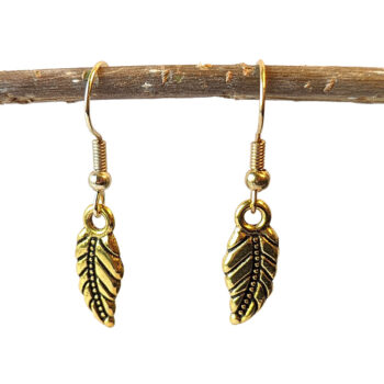 Antique Gold Dainty Leaf Earrings