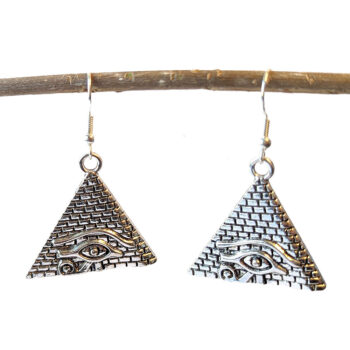 Egyptian Eye of Horus Silver Pyramid Earrings